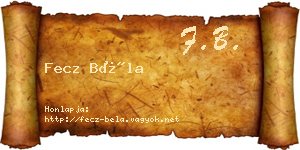 Fecz Béla névjegykártya